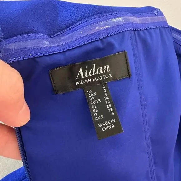 Aiden Mattox royal blue off the shoulder side slit sheath dress size 2 - Picture 9 of 14